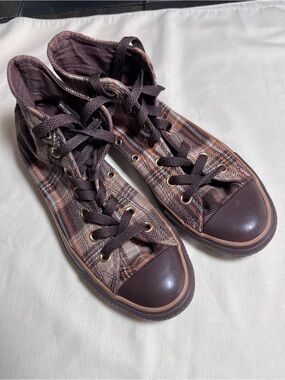 Converse All Star Chuck Taylor Brown Plaid High-Top Sneakers